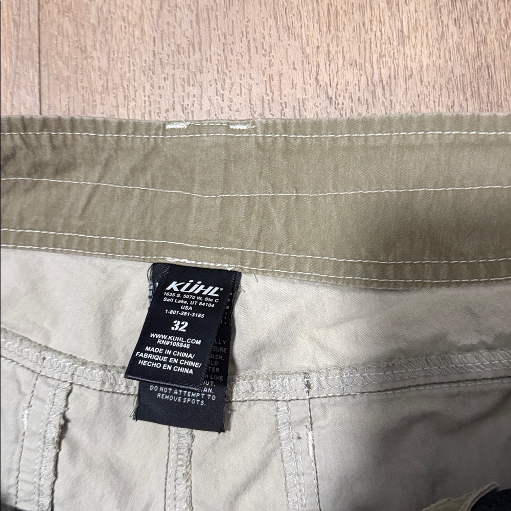 KÜHL Men's Khaki Cargo Shorts Cotton Nylon Flat Front Zipper Pockets Outdoor - Picture 5 of 7